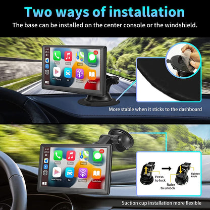 7-Inch Touchscreen Wireless Car Stereo, Portable Apple Carplay Car Radio Receiver GPS