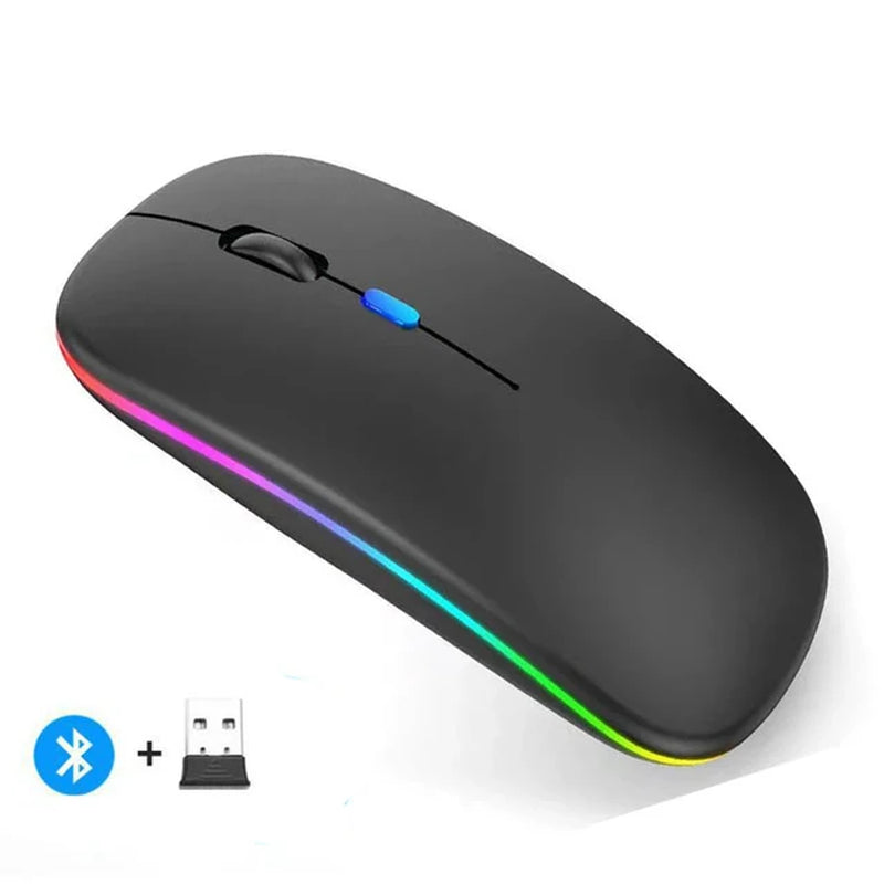 Wireless Mouse Bluetooth--Compatible RGB Rechargeable Mouses Wireless Computer Silent Mice LED Backlit Ergonomic Gaming Mouse