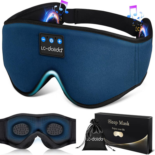 Sleeping Headphones Eye Mask, Sleep Mask with Bluetooth Headphones 3D Eye Mask Wireless Music Cotton Sleep Cover for Side Sleepers Nap Insomnia Air Travel Meditation Gifts for Unisex
