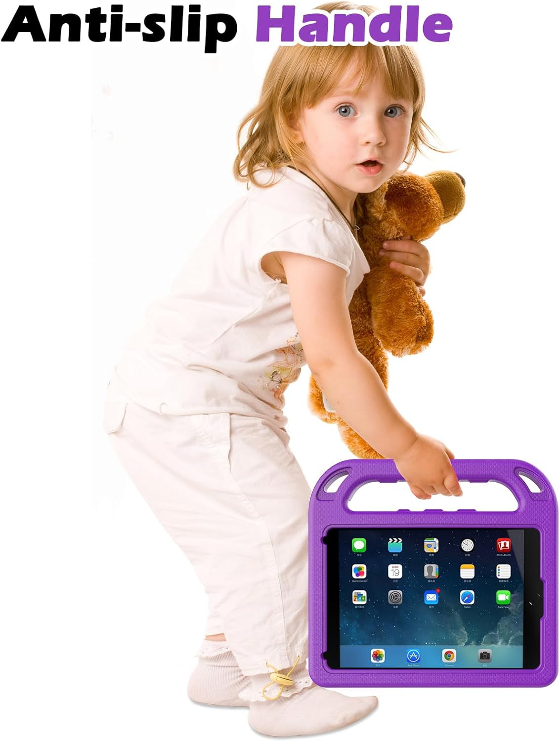 Kids Case for Ipad Mini 1 2 3 - Light Weight Shock Proof Handle Stand Kids for Ipad Mini, Ipad Mini 3Rd Generation, Ipad Mini 2 with Retina Display - Purple