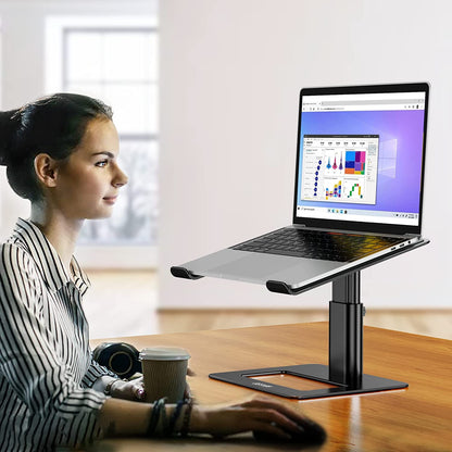 Aluminum Laptop Stand, Ergonomic Adjustable Notebook Stand, Riser Holder Computer Stand Compatible with Air, Pro, Dell, HP, Lenovo More 10-15.6" Laptops (Black)