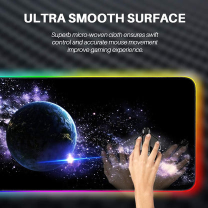 Large RGB Gaming Mouse Pad 14 Modes Oversized Glowing Led Extended Mousepad, Anti-Slip Rubber Base and Waterproof Surface, Extra Large Soft Led Computer Keyboard Mouse Mat - 31.5 X 11.8In