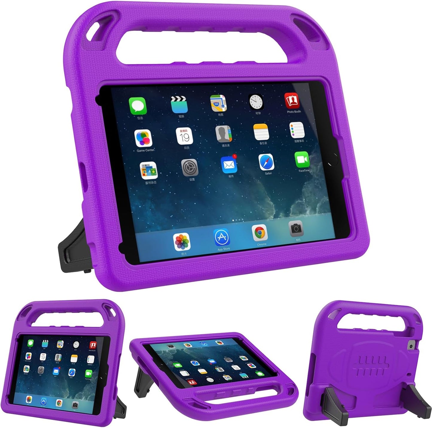 Kids Case for Ipad Mini 1 2 3 - Light Weight Shock Proof Handle Stand Kids for Ipad Mini, Ipad Mini 3Rd Generation, Ipad Mini 2 with Retina Display - Purple