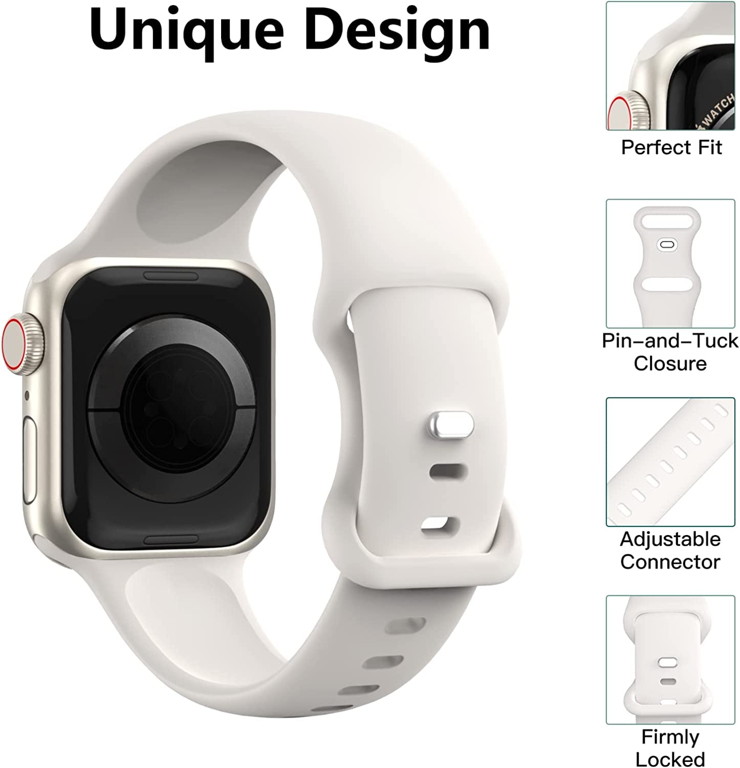 Sport Bands Compatible with Apple Watch Bands 38Mm 40Mm 41Mm 42Mm 44Mm 45Mm 49Mm,Soft Silicone Waterproof Strap for Iwatch Ultra2 Series 9 Ultra 8 7 6 5 4 3 2 1 SE Women Men